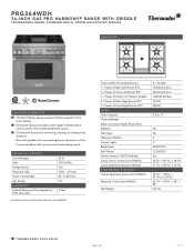 Thermador PRG364WDH Product Spec Sheet