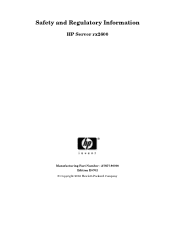 HP Integrity rx2600 Safety & Regulatory Information - HP Integrity rx2600 Server