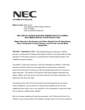 NEC NP-PA521U Launch Press Release