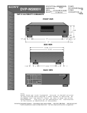 Sony DVP-NS900V Dimensions Diagram