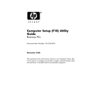 Compaq DC7600 Computer Setup (F10) Utility Guide