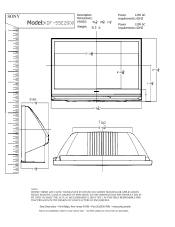 Sony KDF-55E2000 Dimensions Diagrams