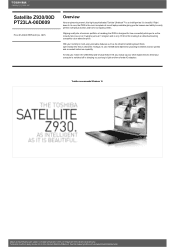 Toshiba Z930 PT23LA-00D009 Detailed Specs for Satellite Z930 PT23LA-00D009 AU/NZ; English