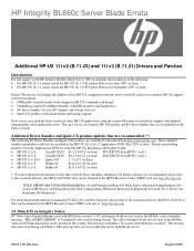 HP Integrity BL860c Errata: Additional Drivers and Patches - HP Integrity BL860c Server Blade