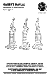 Hoover UH70140 Product Manual