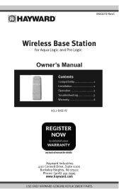 Hayward AQL2-BASE-RF Aqua-Logic-Pro-Logic-Wireless-Base-Station-Owners-Manual-092047DRevC