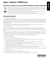 Epson SureColor P5000 Standard Edition Warranty Statement - Latin America
