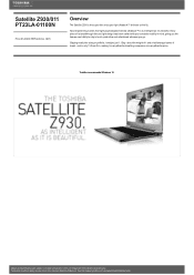 Toshiba Satellite Z930 PT23LA-01100N Detailed Specs for Satellite Z930 PT23LA-01100N AU/NZ; English
