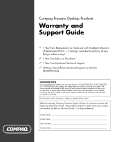 HP Presario SR1300 Compaq Presario Desktop Products Warranty and Support Guide - 1 year
