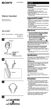Sony DR-310DP Operating Instructions