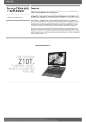 Toshiba Z10t PT132A-00F00T Detailed Specs for Portege Z10t PT132A-00F00T AU/NZ; English