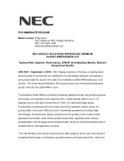 NEC EA221WM-BK MultiSync EA221WM-BK : press release