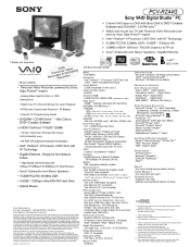 Sony PCV-RZ44G Marketing Specifications