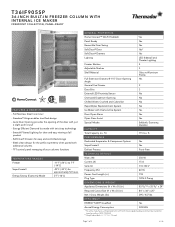 Thermador T36IF905SP Product Spec Sheet