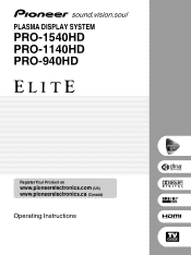 Pioneer PRO-1540HD Owner's Manual