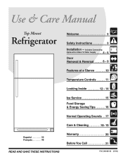 Frigidaire FRT17G4JW Use and Care Guide
