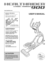 HealthRider Stride Trainer 900 Elliptical English Manual