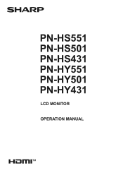 NEC PN-HS501 PN-HS and PN-HY Series Operation Manual