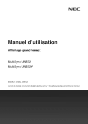 Sharp UN552 User Manual - MultiSync Series - French