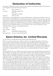 Epson PowerLite 485W Warranty Statement