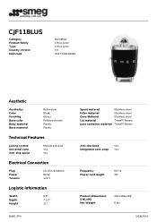 Smeg CJF11BLUS Product sheet