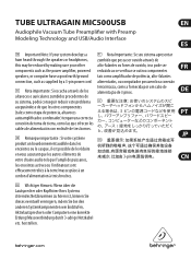 Behringer MIC500USB Instruction Sheet