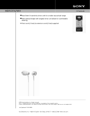 Sony MDR-EX76 Marketing Specifications (White)
