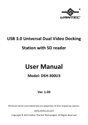 Vantec DSH-300U3 User Guide