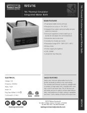 Waring WSV16 Specifications Sheet