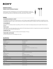Sony MDR-EX15AP Marketing Specifications (Blue)