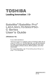 Toshiba L55-C5183 Satellite/Satellite Pro L40/L50/L70/S50-C Series Windows 10 Users Guide
