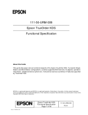 Epson TrueOrder KDS Epson TrueOrder KDS Functional Specification