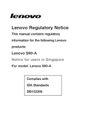Lenovo S90-A Lenovo S90-A Regulatory Notice (Singapore)