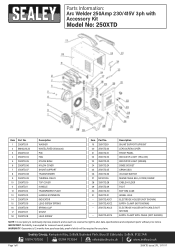 Sealey 250XTD Parts Diagram