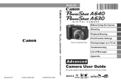 Canon PowerShot A640 PowerShot A640/A630 Camera User Guide Camera User Guide Advanced