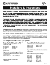 Hayward Universal ColorLogic® Universal ColorLogic and CrystaLogic Installers & Inspectors Guide