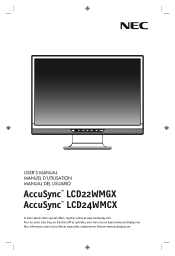 NEC ASLCD24WMCX-BK Manual for ASLCD22WMGX and ASLCD24WMCX