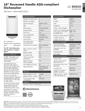 Bosch SPE53C52UC Product Specification Sheet