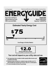 Frigidaire FFRE1033S1 Energy Guide