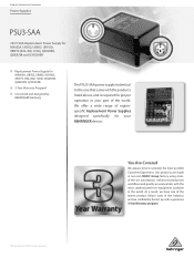 Behringer PSU3-SAA Product Information