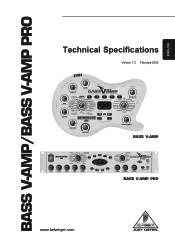 Behringer BASS V-AMP PRO Specification Sheet