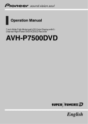 Pioneer AVH-P7500DVD Owner's Manual