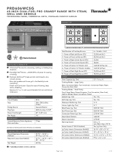 Thermador PRD606WCSG Product Spec Sheet