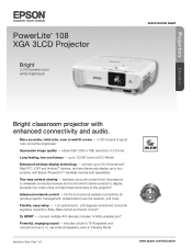 Epson PowerLite 108 Product Specifications