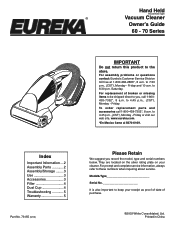 Eureka Easy Clean Hand Vac 71C Owners Guide