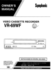 Symphonic VR69WF Owner's Manual