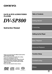 Onkyo DV-SP800 Instruction Manual