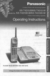 Panasonic KXT4310B - CORDLESS/ANS MAC/HYB Manual