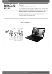 Toshiba C50 PSCG7A-01Y01W Detailed Specs for Satellite Pro C50 PSCG7A-01Y01W AU/NZ; English