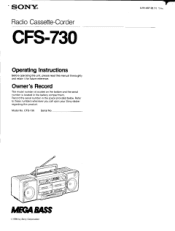 Sony CFS-730 Users Guide